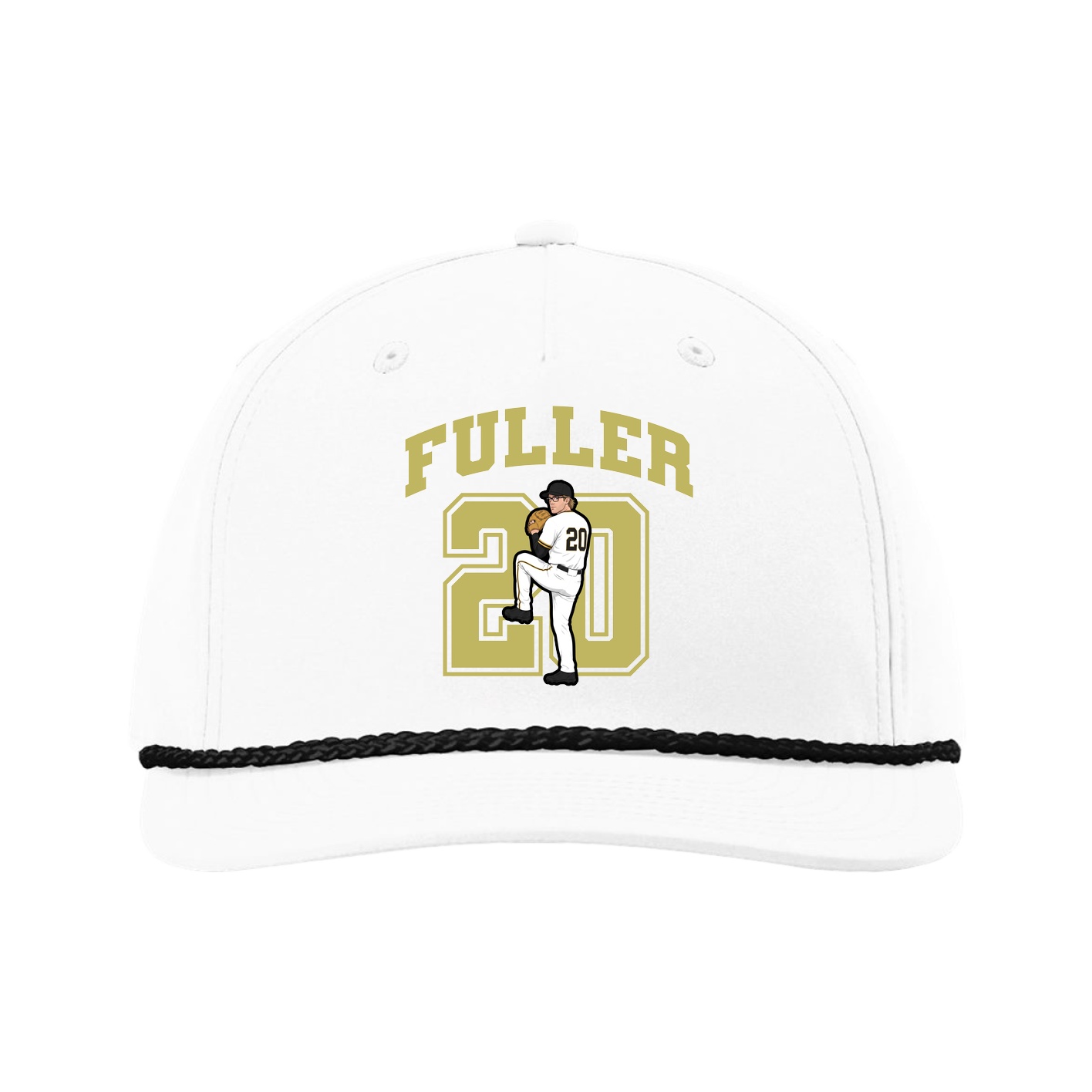 Five-Panel Classic Rope Cap — Number in White