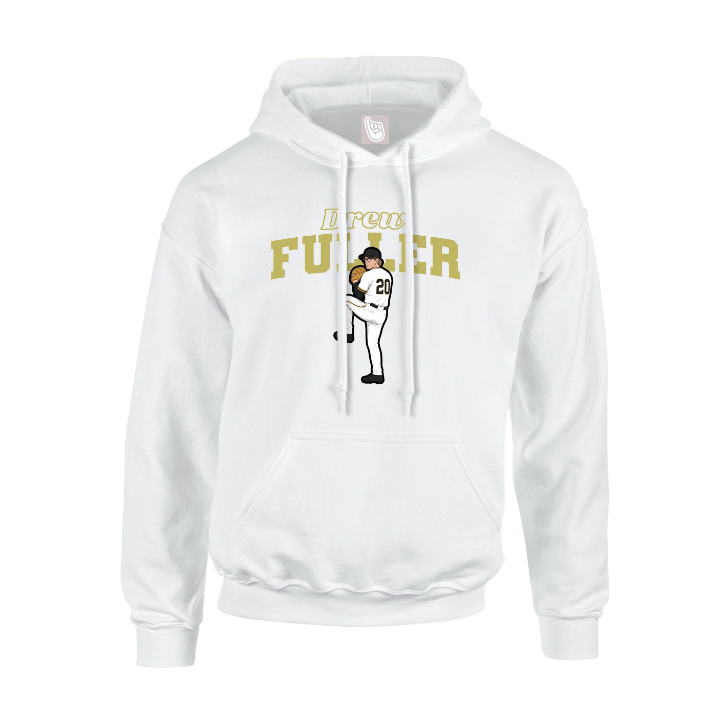 Youth Hoodie — Name Arch in White