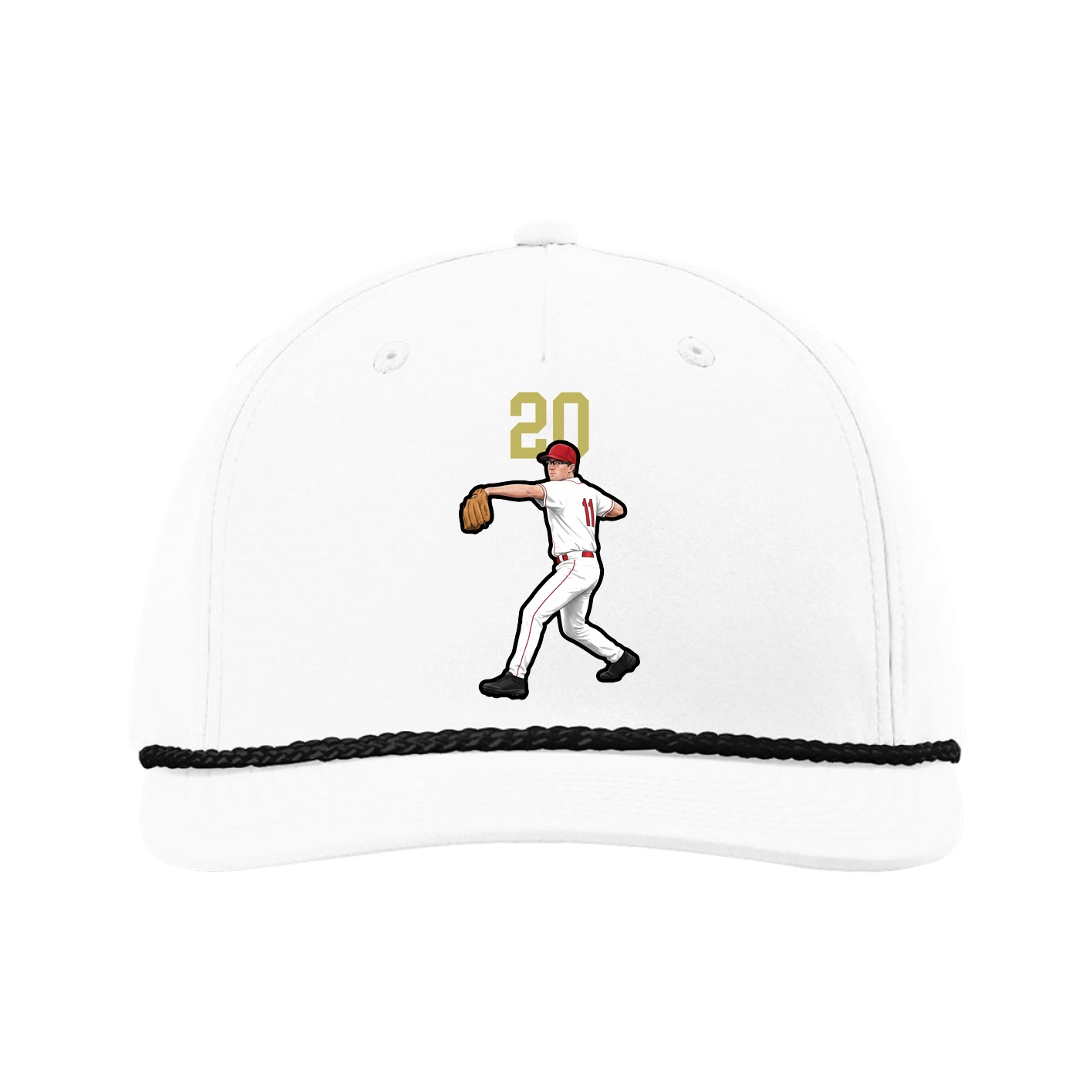 Five-Panel Classic Rope Cap — Number Top in White
