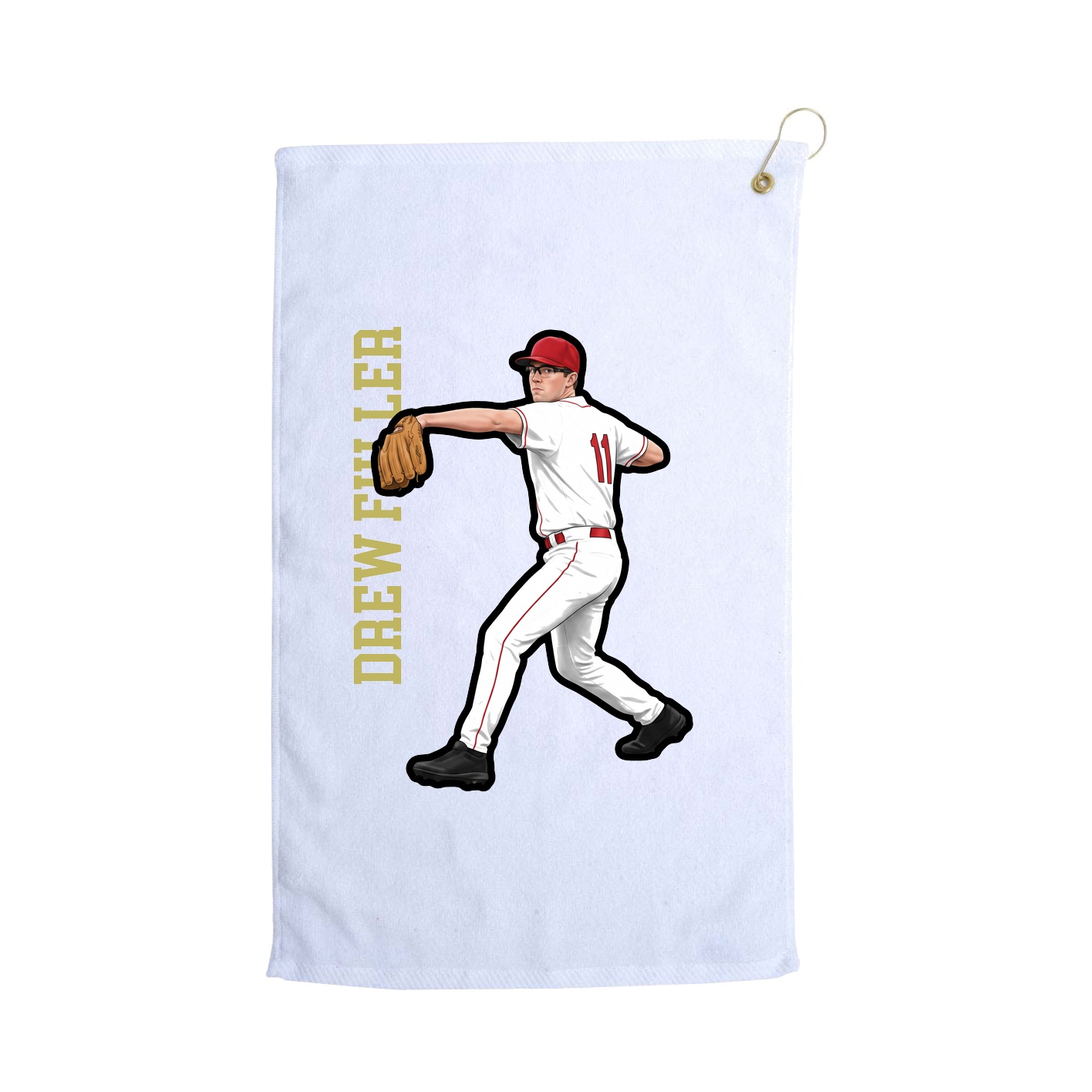 Golf Towel — Name Vertical in White