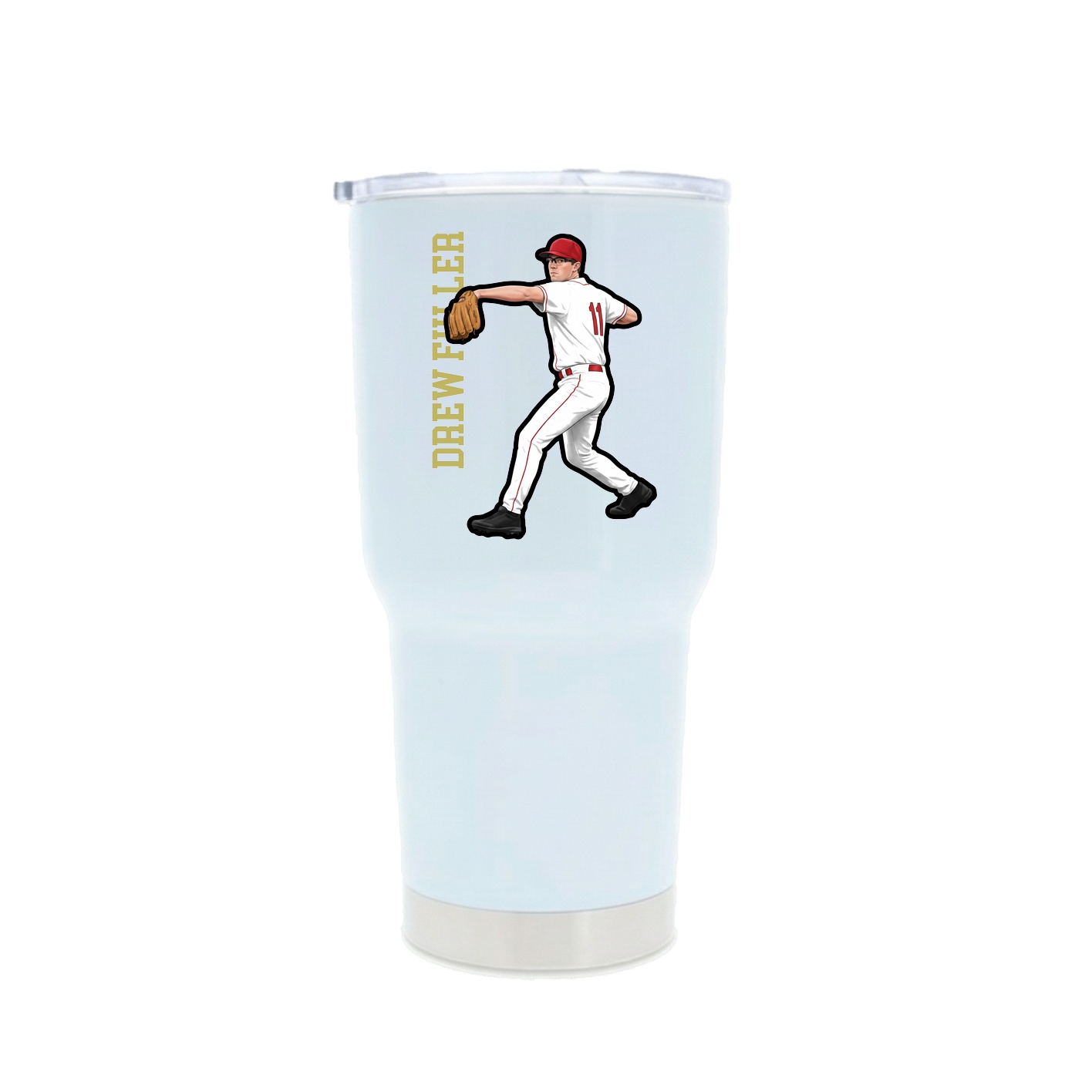 30oz Stainless Steel Tumbler — Name Vertical in White