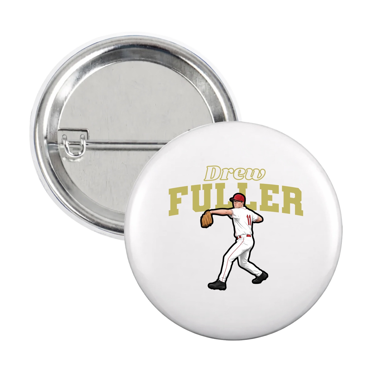 Game Day Button — Name Arch in White