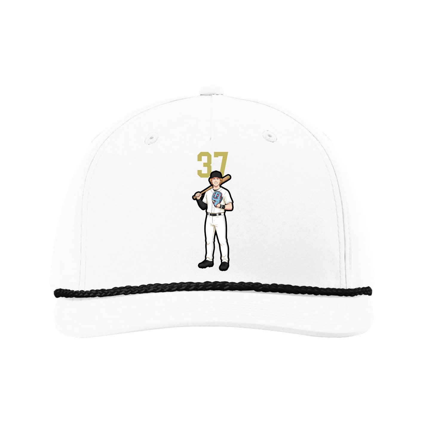Five-Panel Classic Rope Cap — Number Top in White