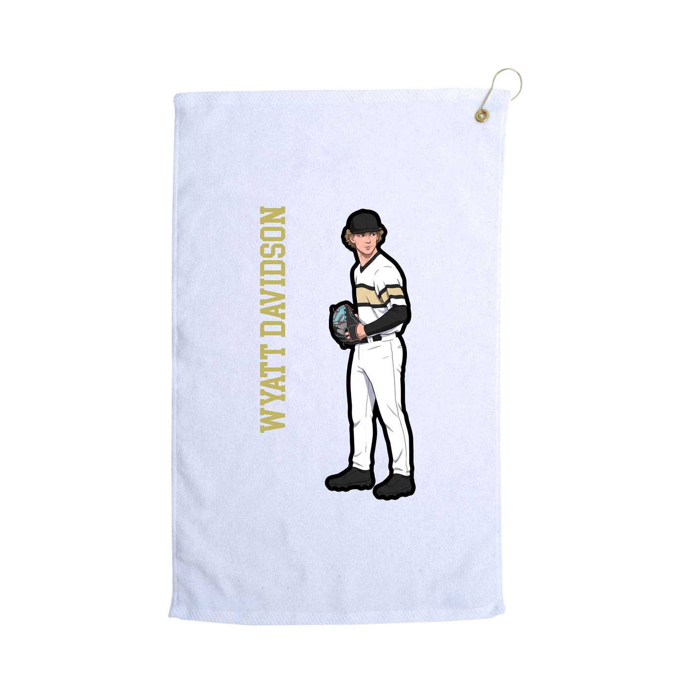 Golf Towel — Name Vertical in White