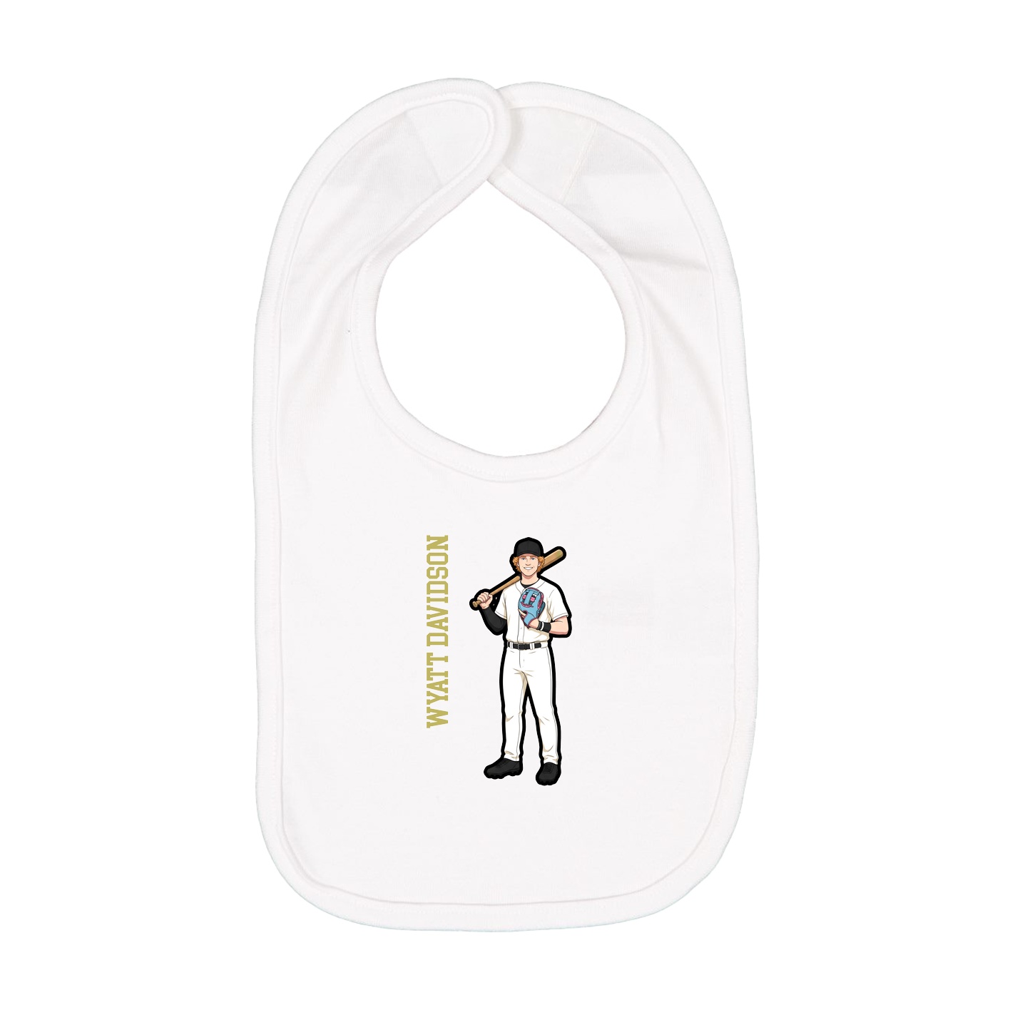 Infant Bib — Name Vertical in White