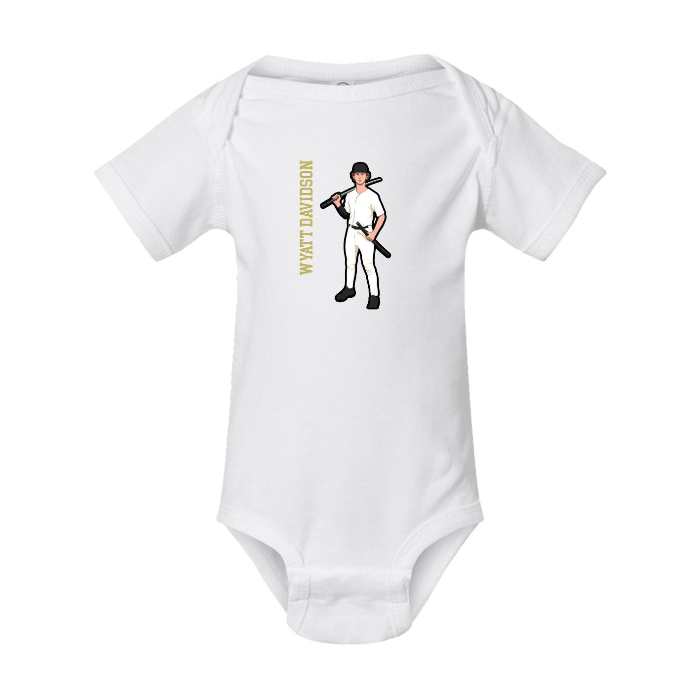 Baby Onesie — Name Vertical in White