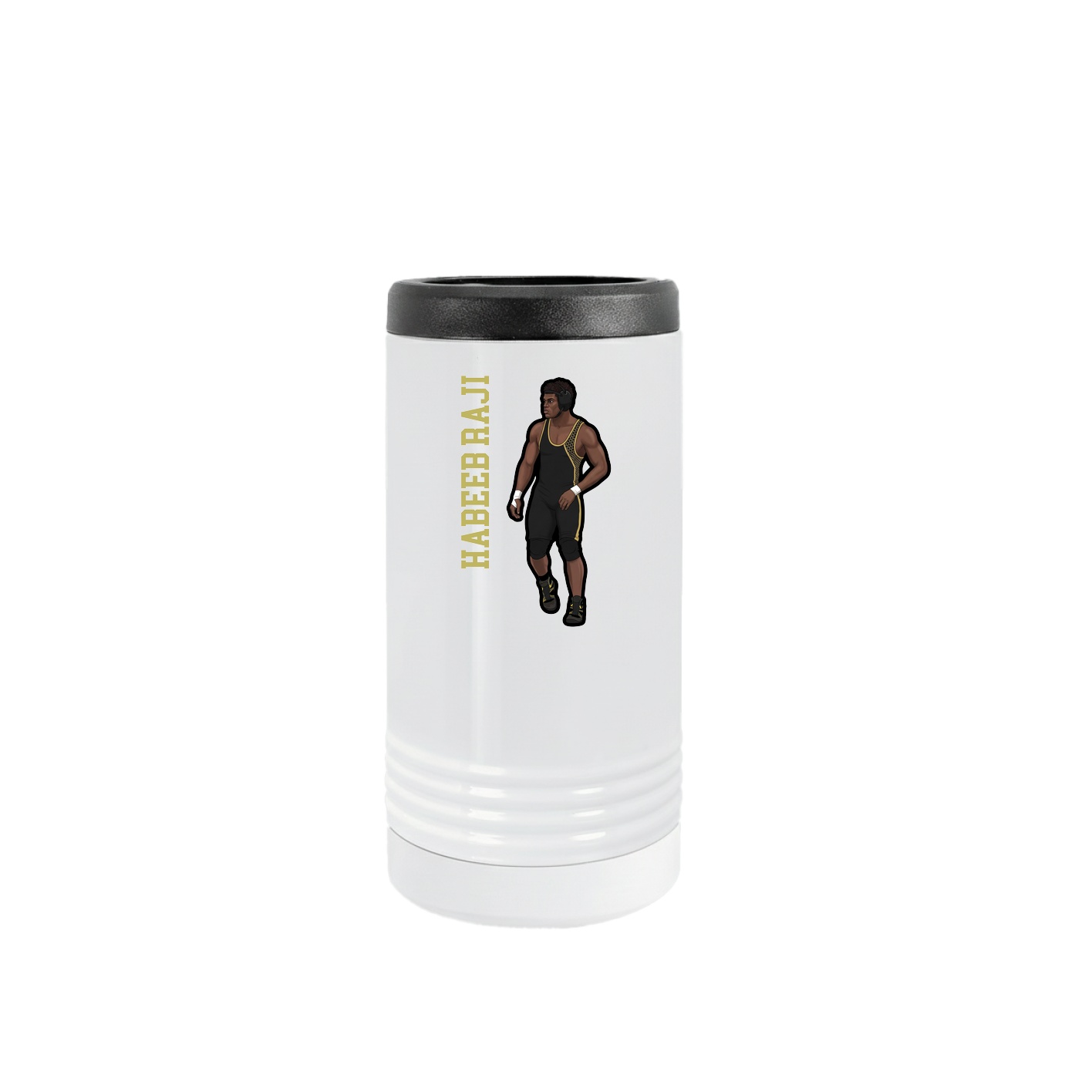 Slim Beverage Holder — Name Vertical in White