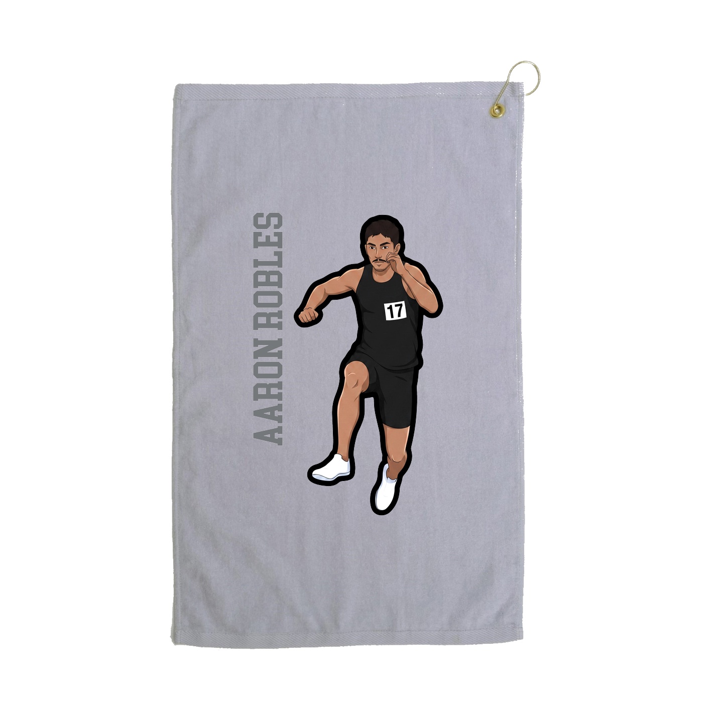 Golf Towel — Name Vertical in Grey