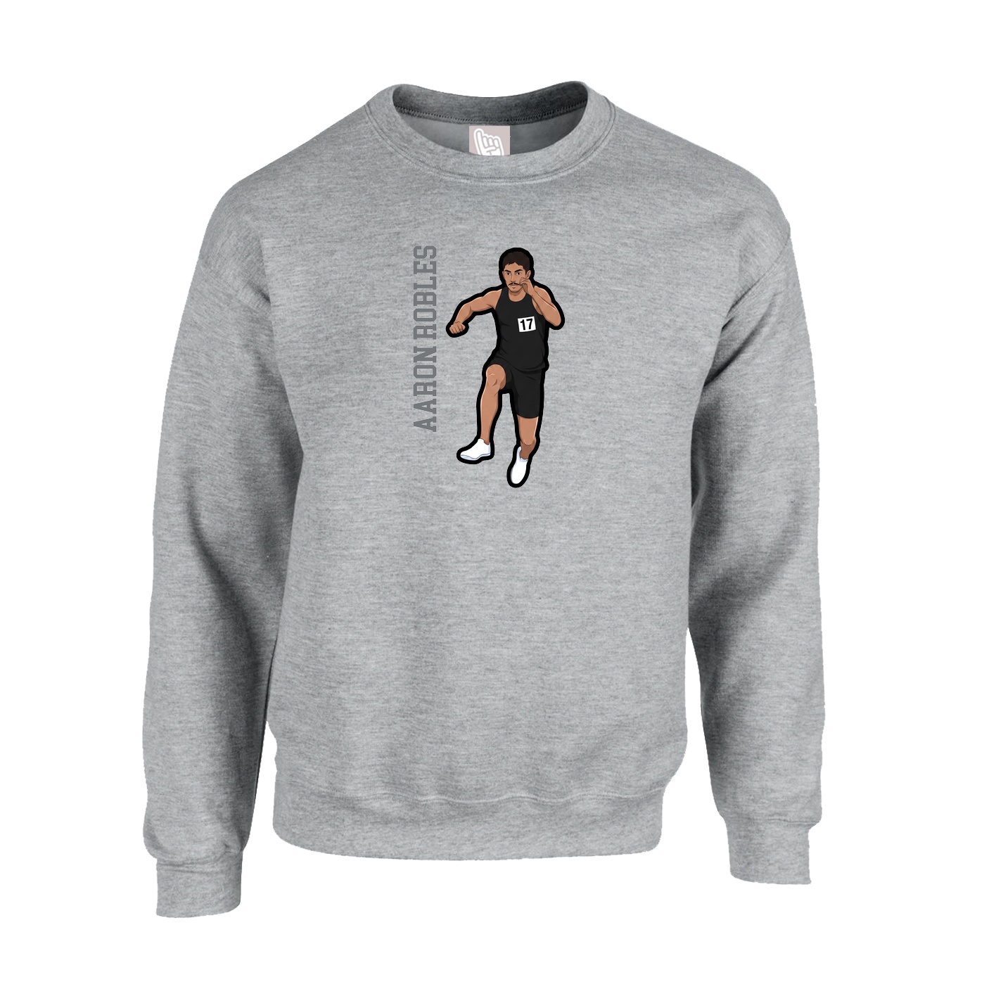 Fleece Crew — Name Vertical in Grey