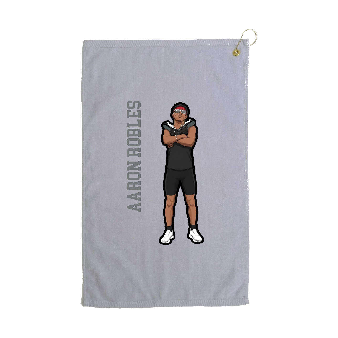 Golf Towel — Name Vertical in Grey