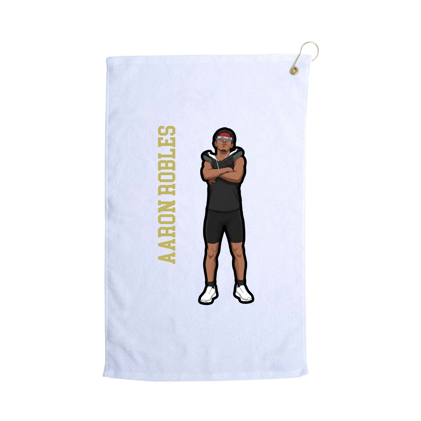 Golf Towel — Name Vertical in White