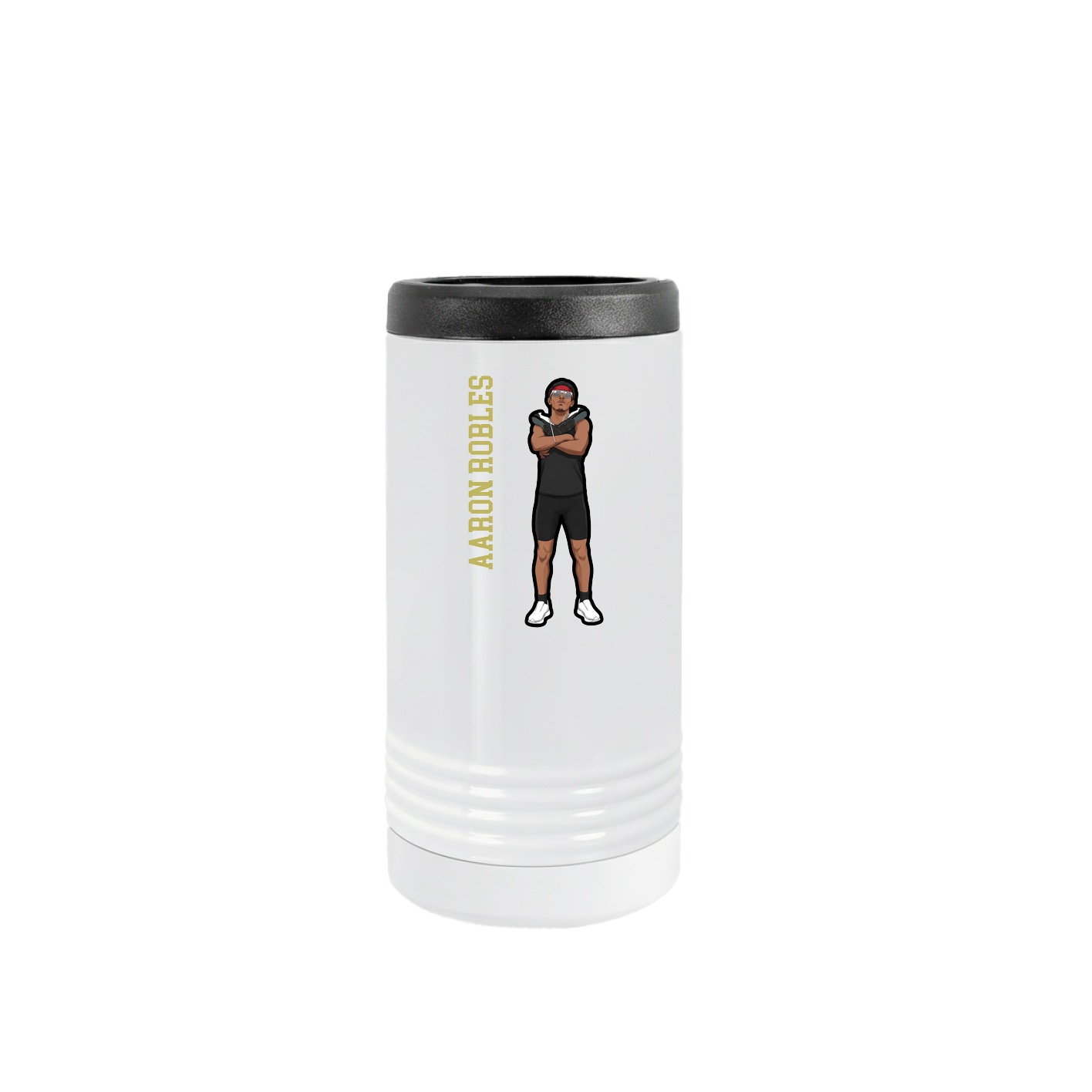Slim Beverage Holder — Name Vertical in White