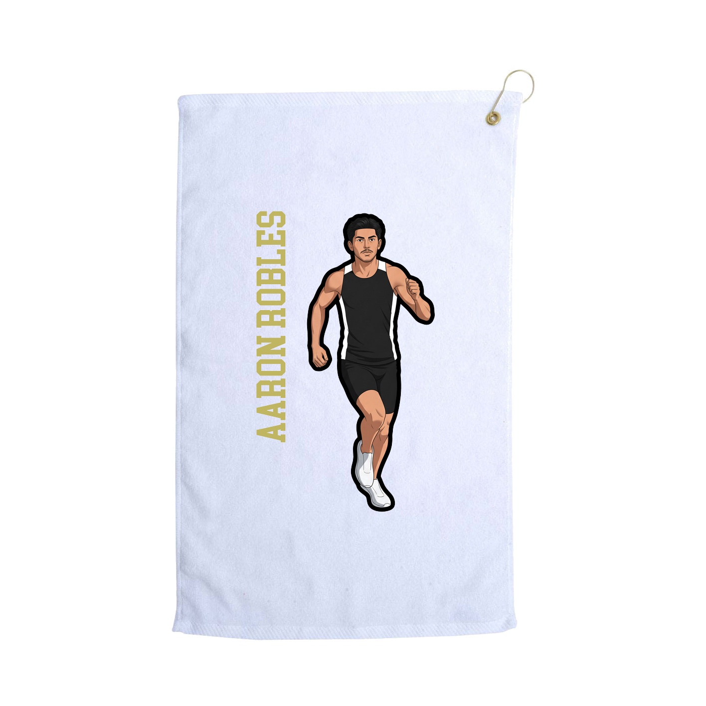 Golf Towel — Name Vertical in White