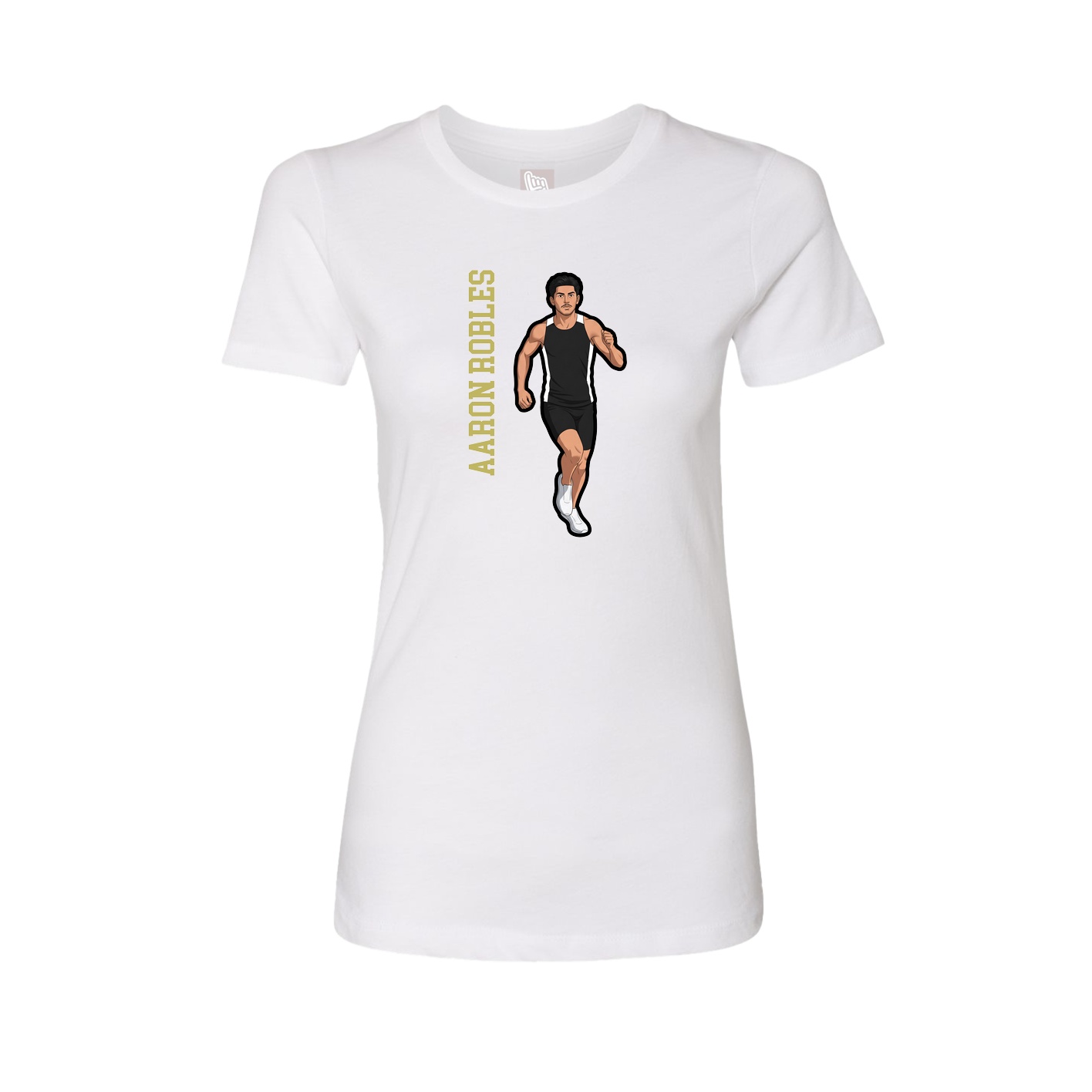 Fitted Women's Tee — Name Vertical in White