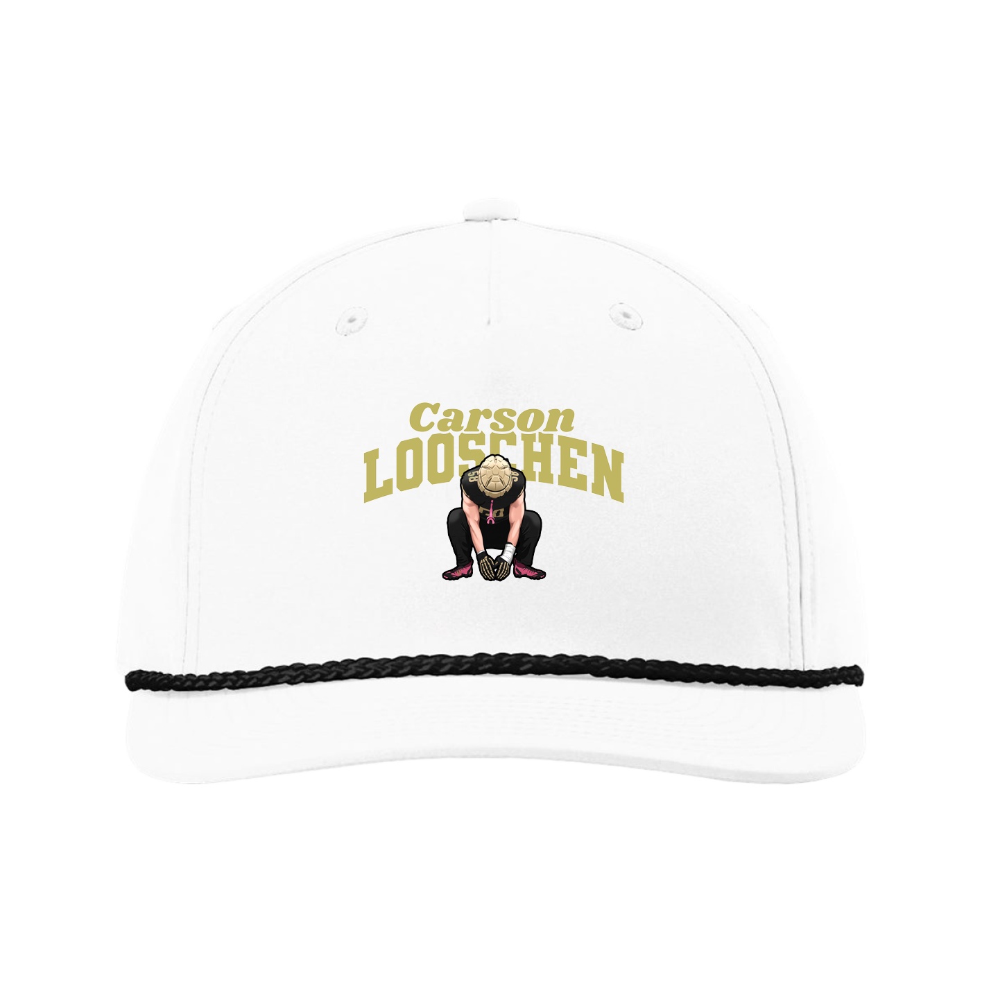 Five-Panel Classic Rope Cap — Signature Arch in White