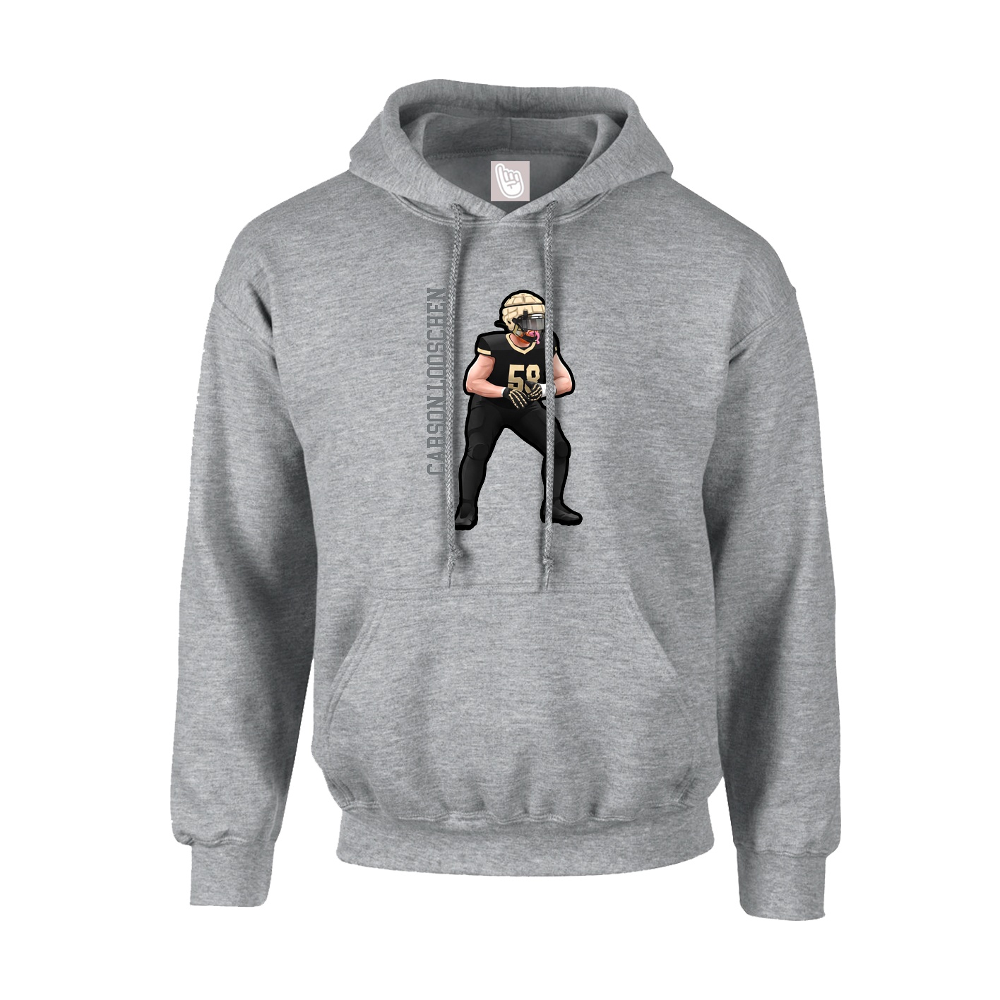 Youth Hoodie — Name Vertical in Grey