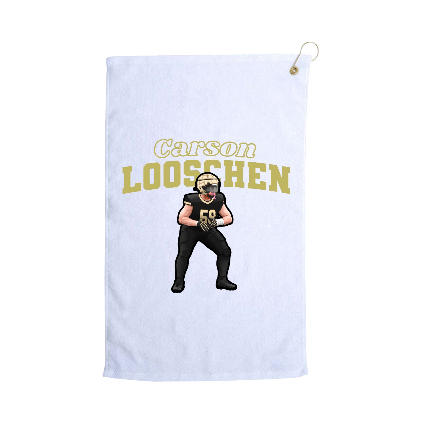Golf Towel — Name Arch in White