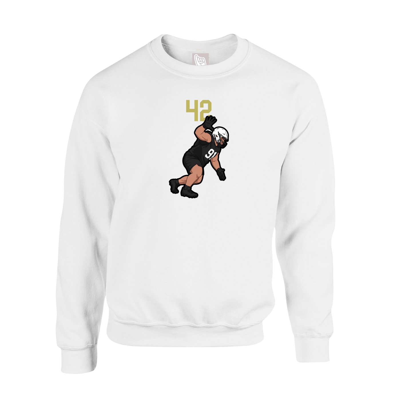 Fleece Crew — Number Top in White