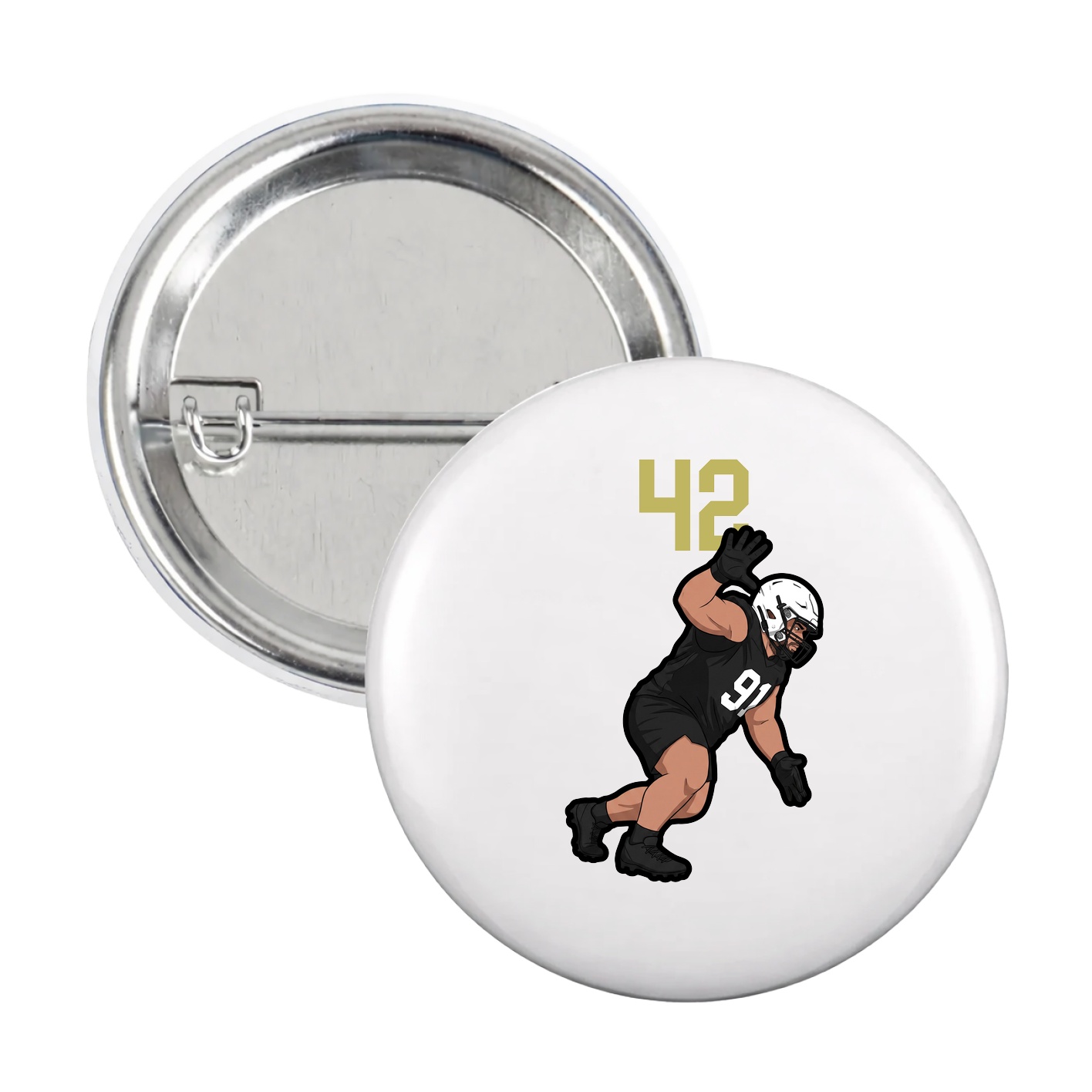 Game Day Button — Number Top in White