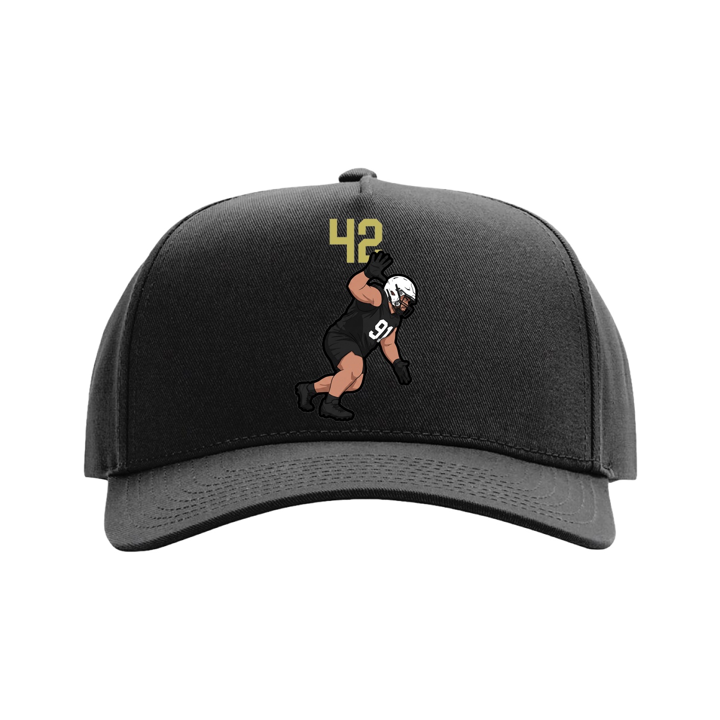 Full Fabric Five-Panel Champ Cap — Number Top in Black