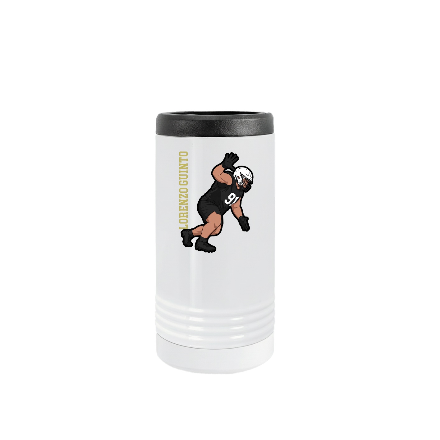 Slim Beverage Holder — Name Vertical in White