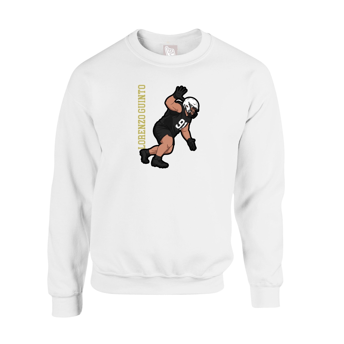 Fleece Crew — Name Vertical in White