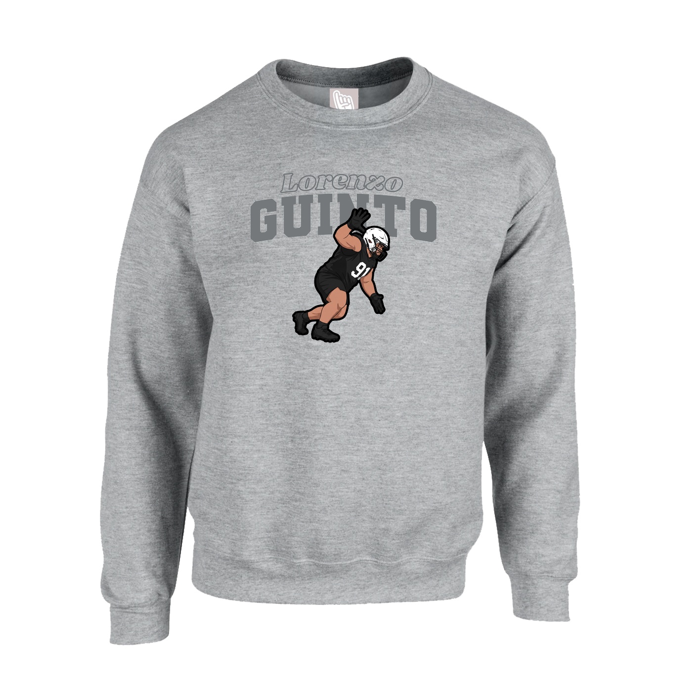 Fleece Crew — Name Arch in Grey