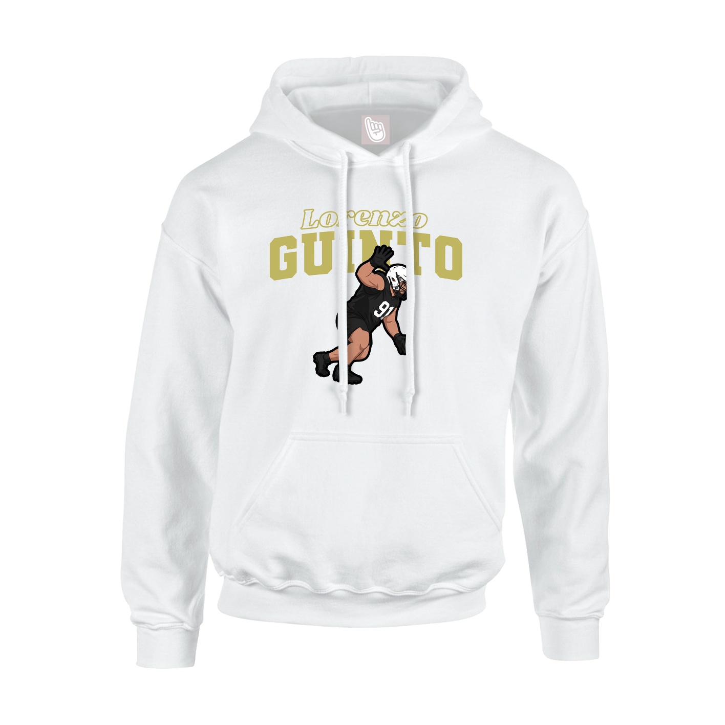 Youth Hoodie — Name Arch in White