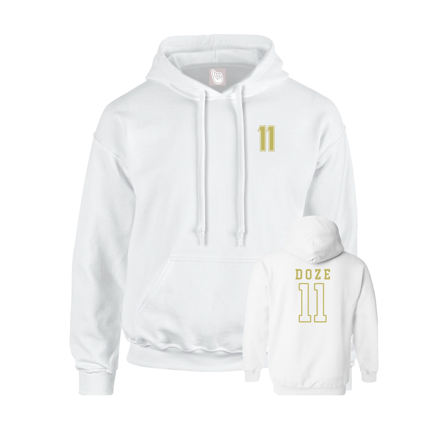 Youth Hoodie — Chest Back in White