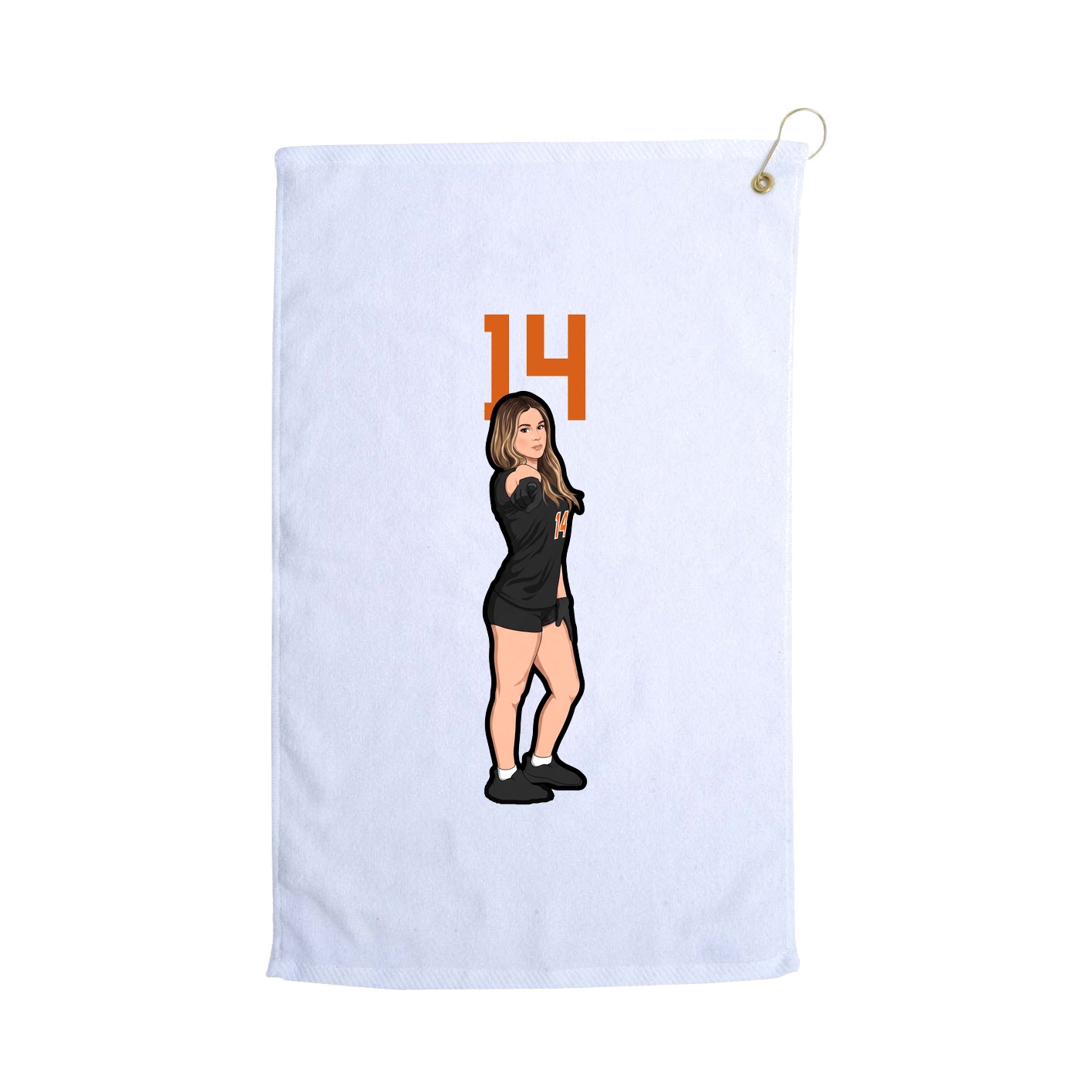 Golf Towel — Number Top in White