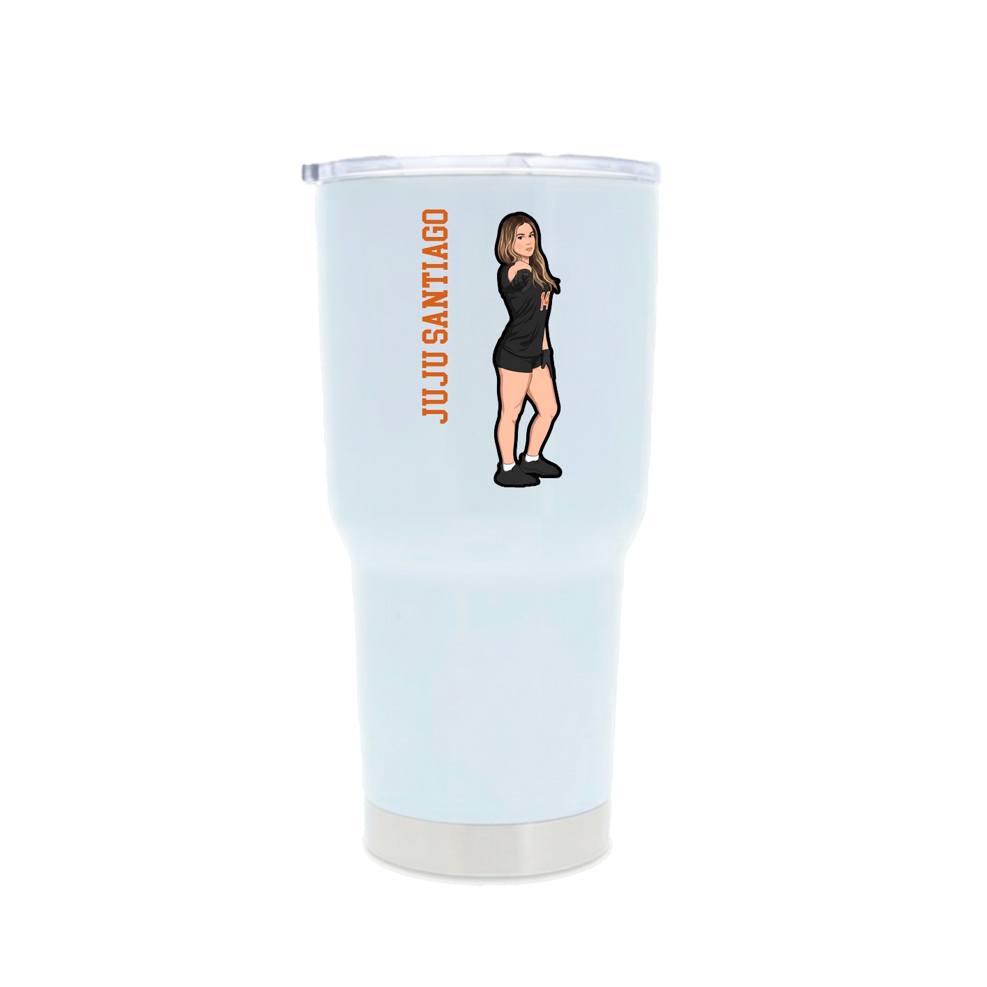 30oz Stainless Steel Tumbler — Name Vertical in White