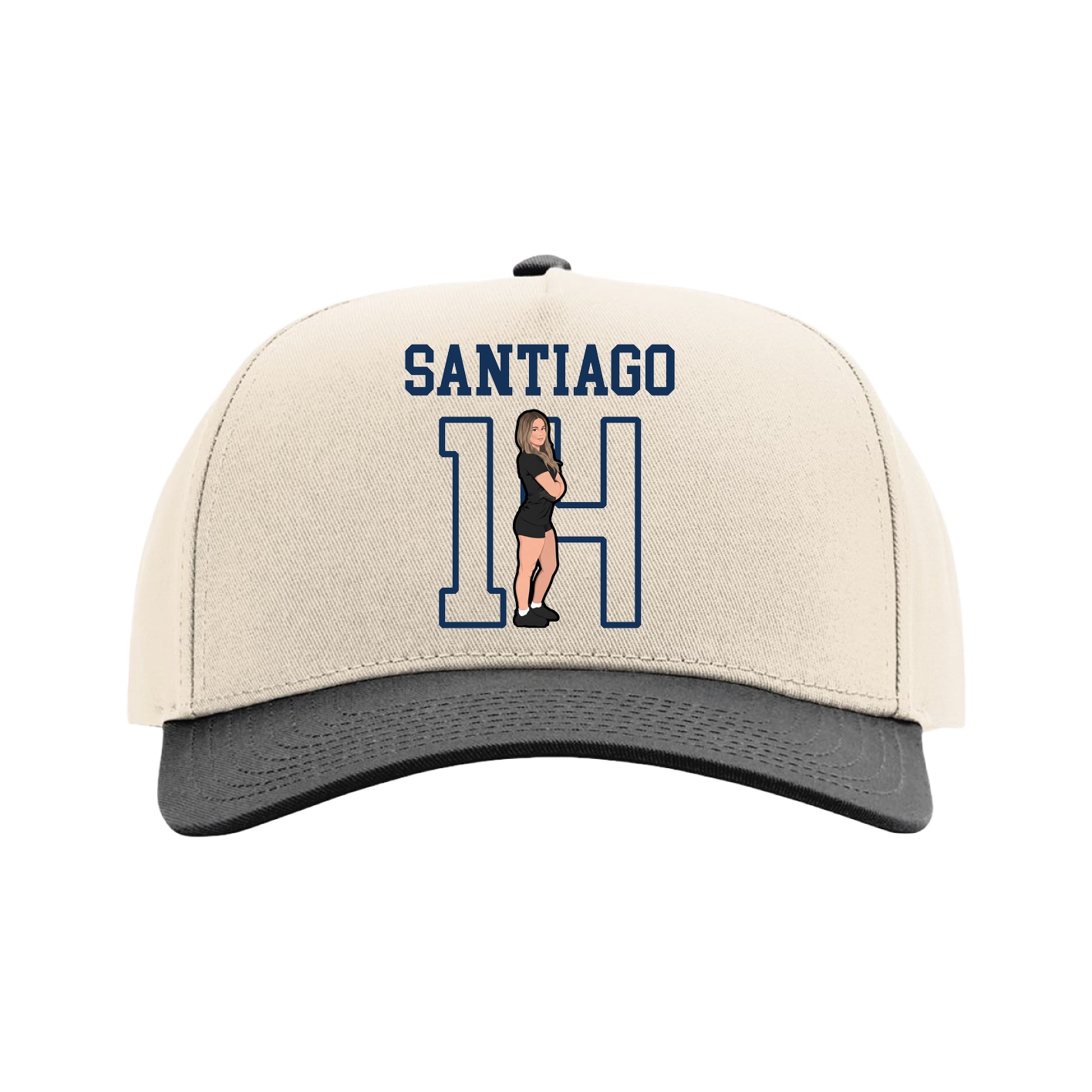 Full Fabric Five-Panel Champ Cap — Shirsey in Cream/Black