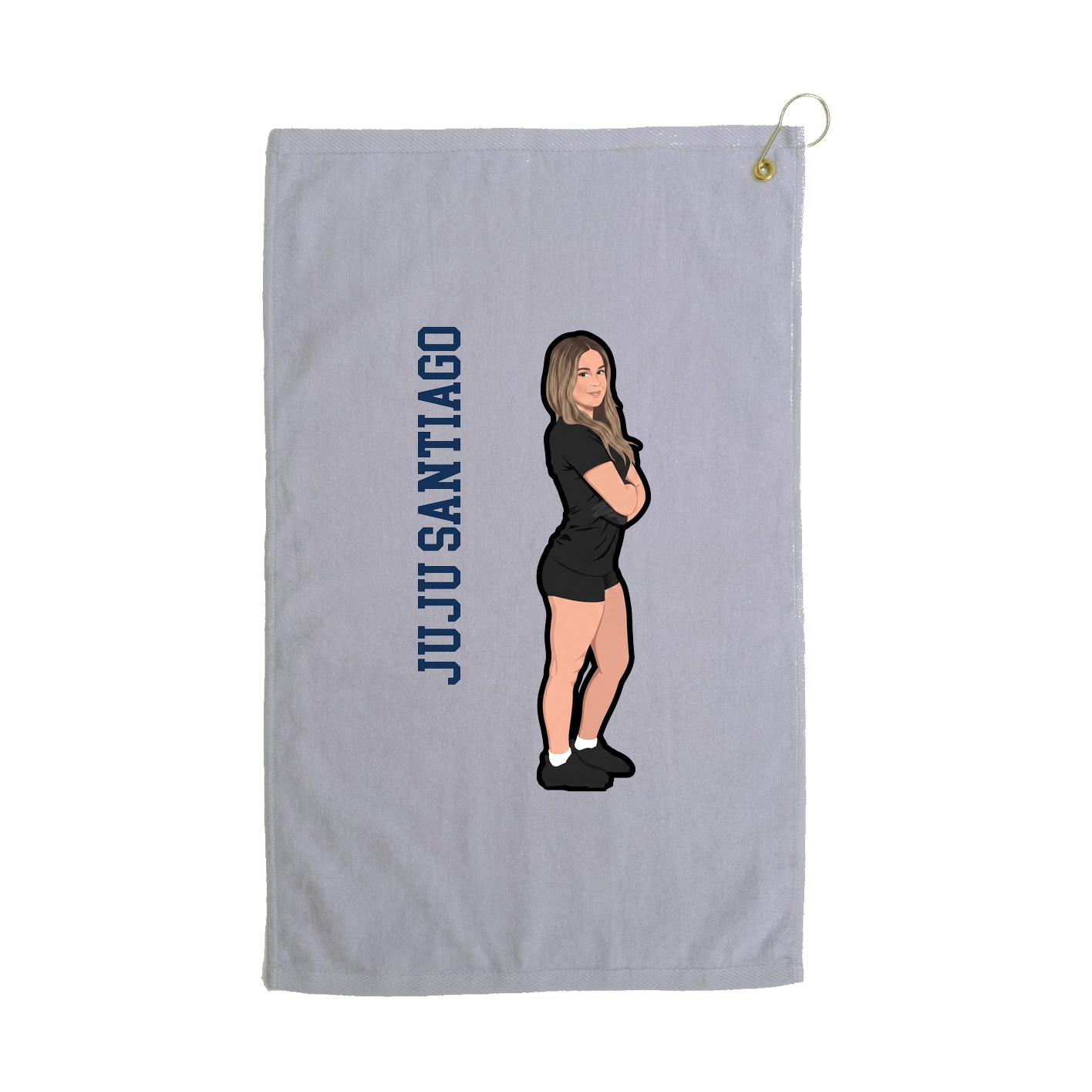 Golf Towel — Name Vertical in Grey