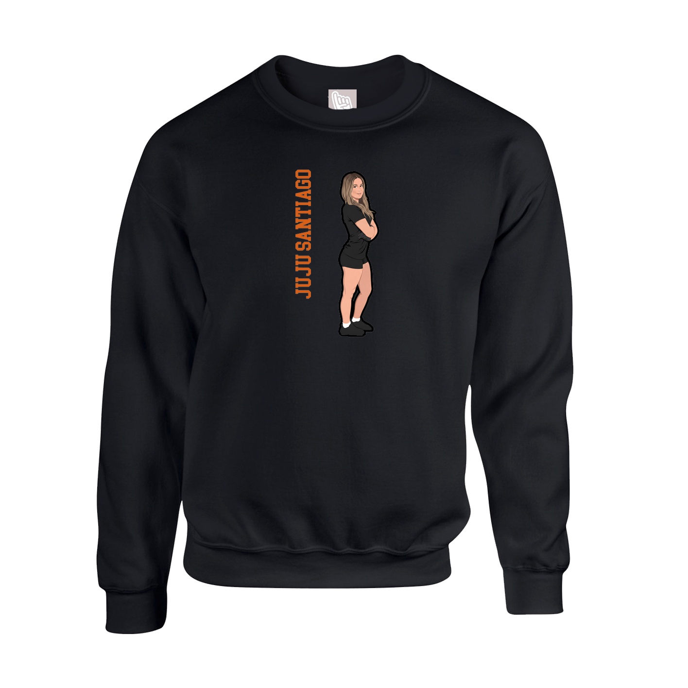 Fleece Crew — Name Vertical in Black