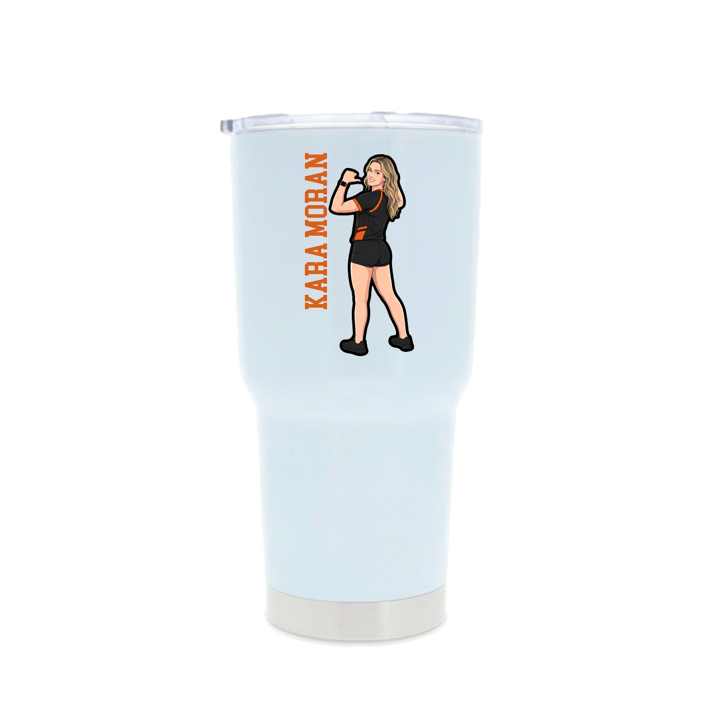 30oz Stainless Steel Tumbler — Name Vertical in White