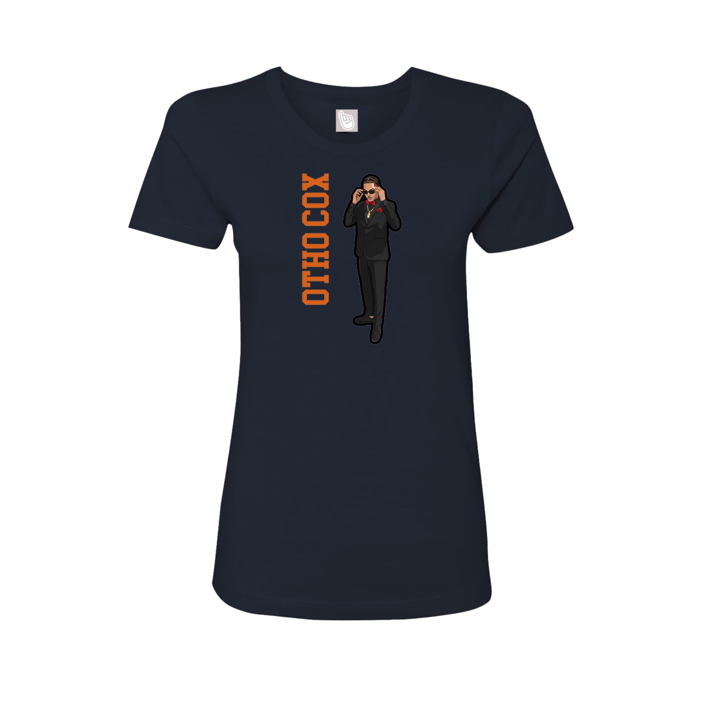 Fitted Women's Tee — Name Vertical in Navy