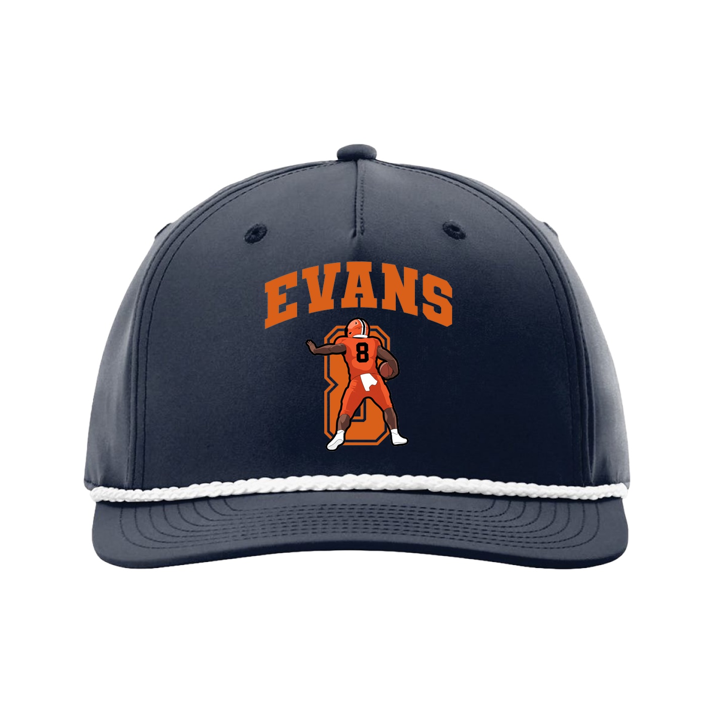 Five-Panel Classic Rope Cap — Number in Navy
