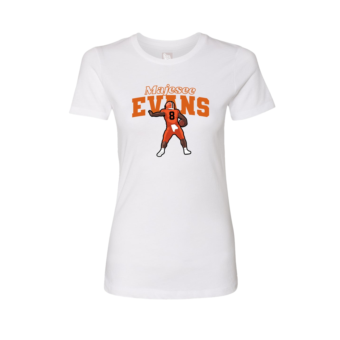 Fitted Women's Tee — Name Arch in White