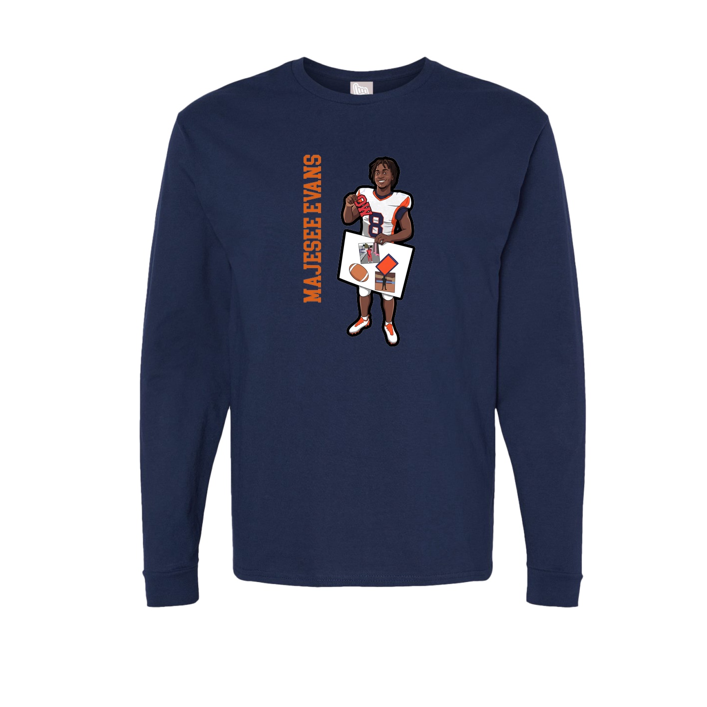 Long Sleeve Tee — Name Vertical in Navy