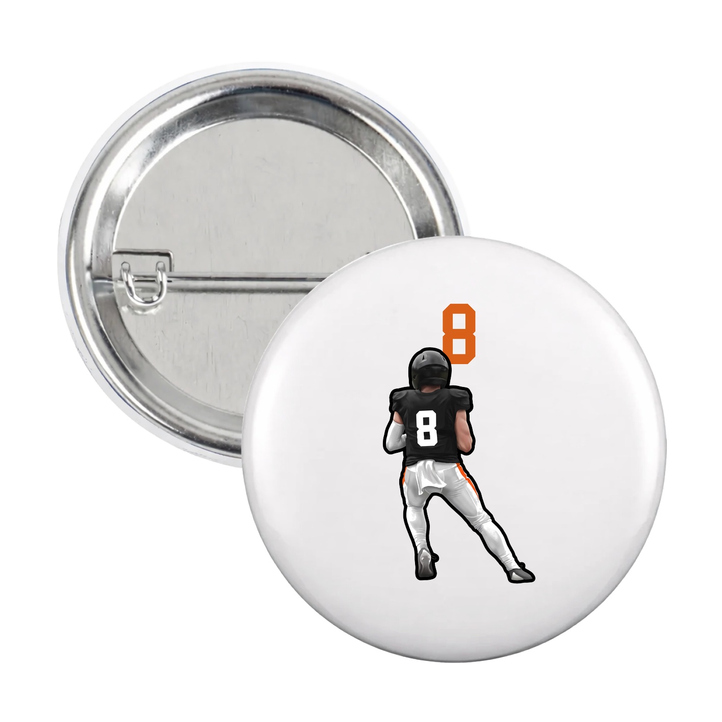 Game Day Button — Number Top in White