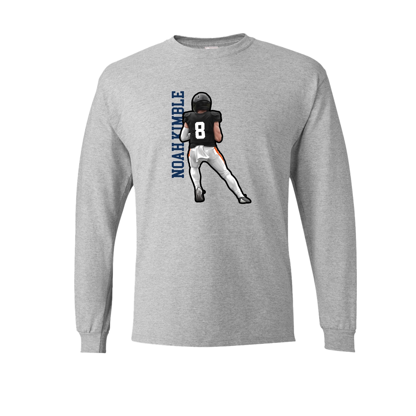 Long Sleeve Tee — Name Vertical in Grey