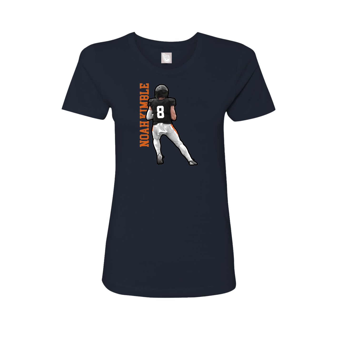 Fitted Women's Tee — Name Vertical in Navy