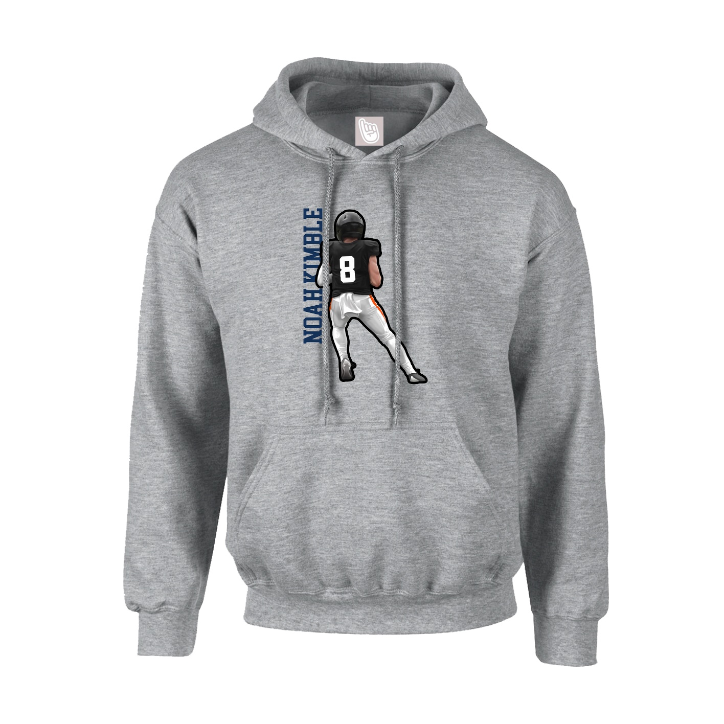 Hoodie — Name Vertical in Grey