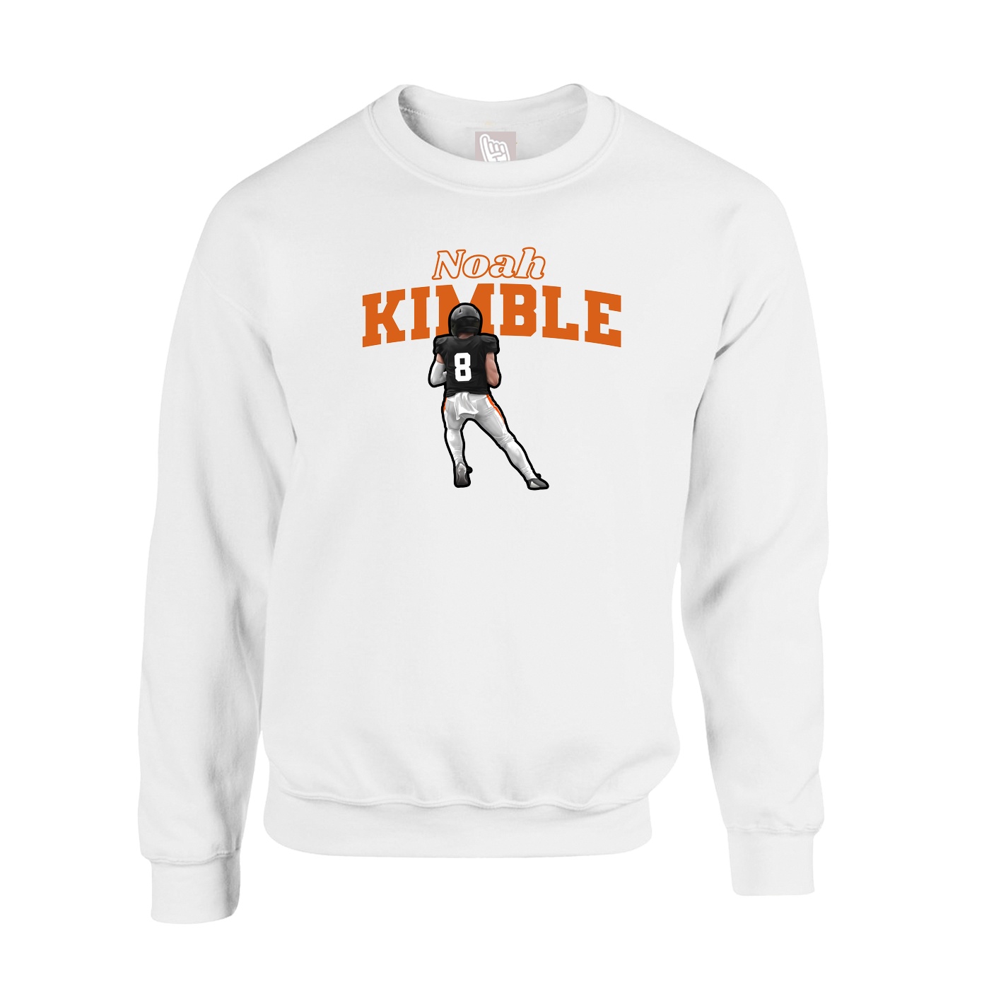 Fleece Crew — Name Arch in White