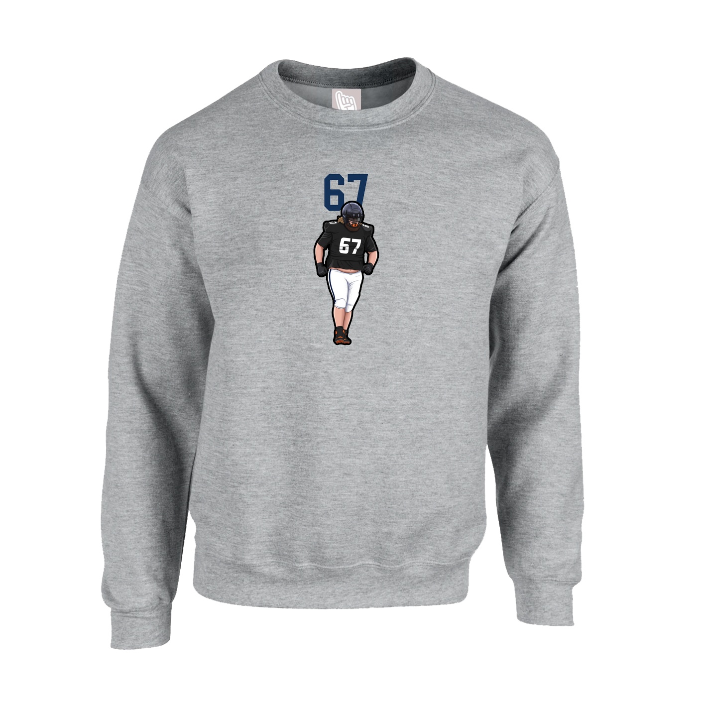 Fleece Crew — Number Top in Grey
