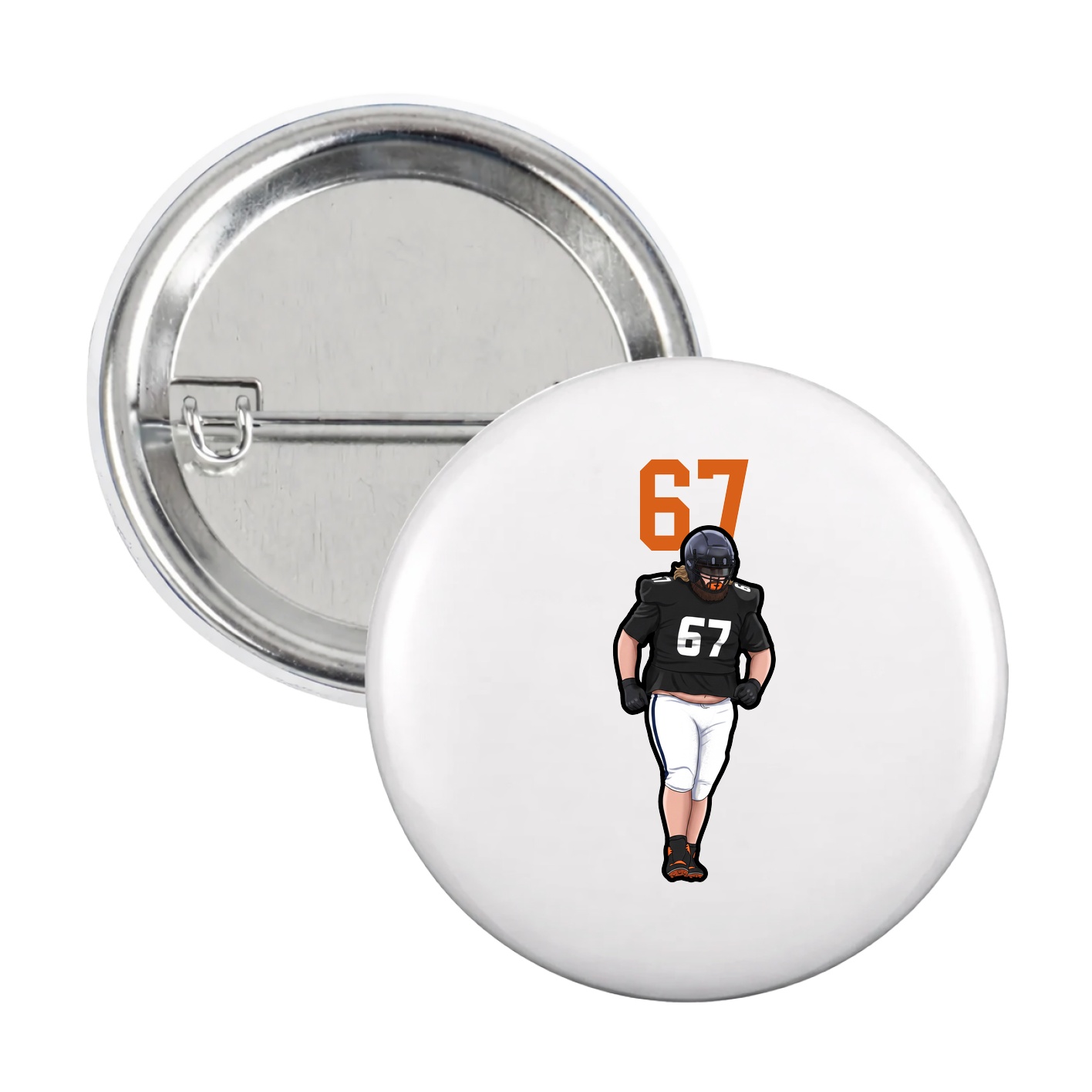 Game Day Button — Number Top in White