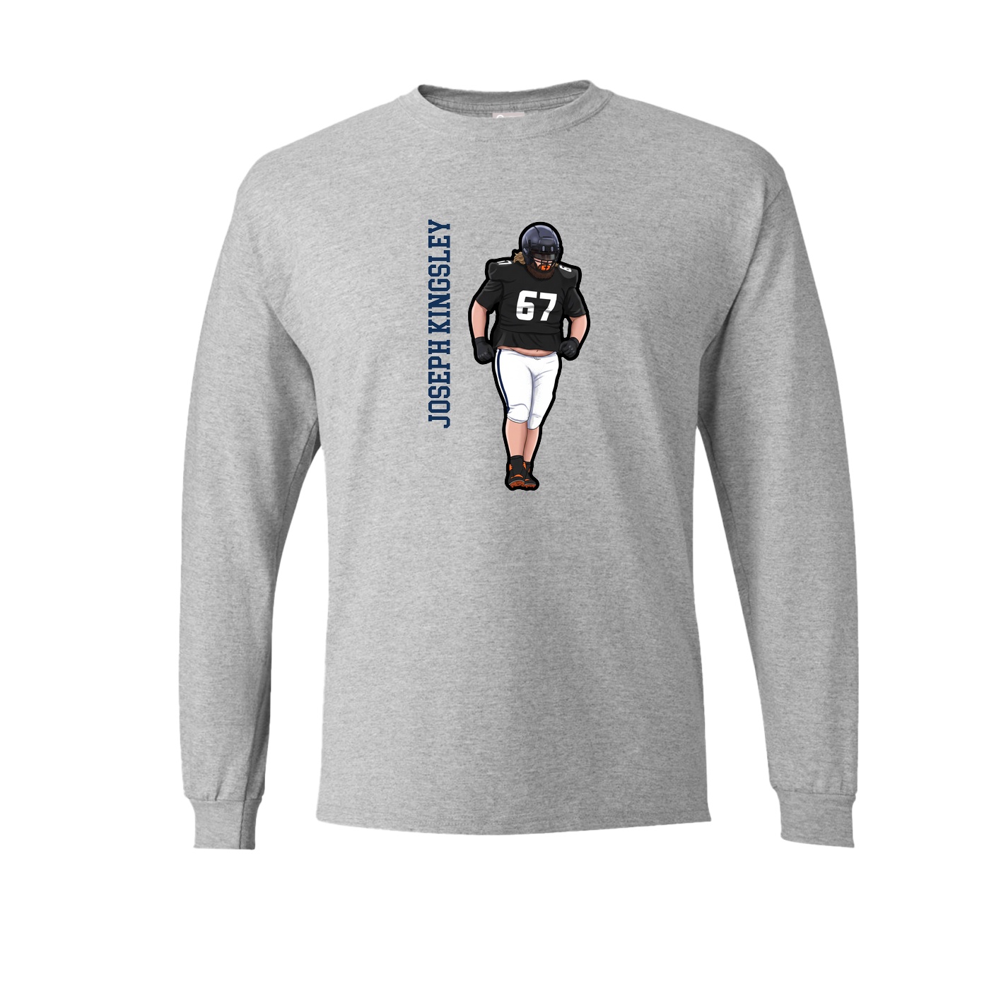 Long Sleeve Tee — Name Vertical in Grey