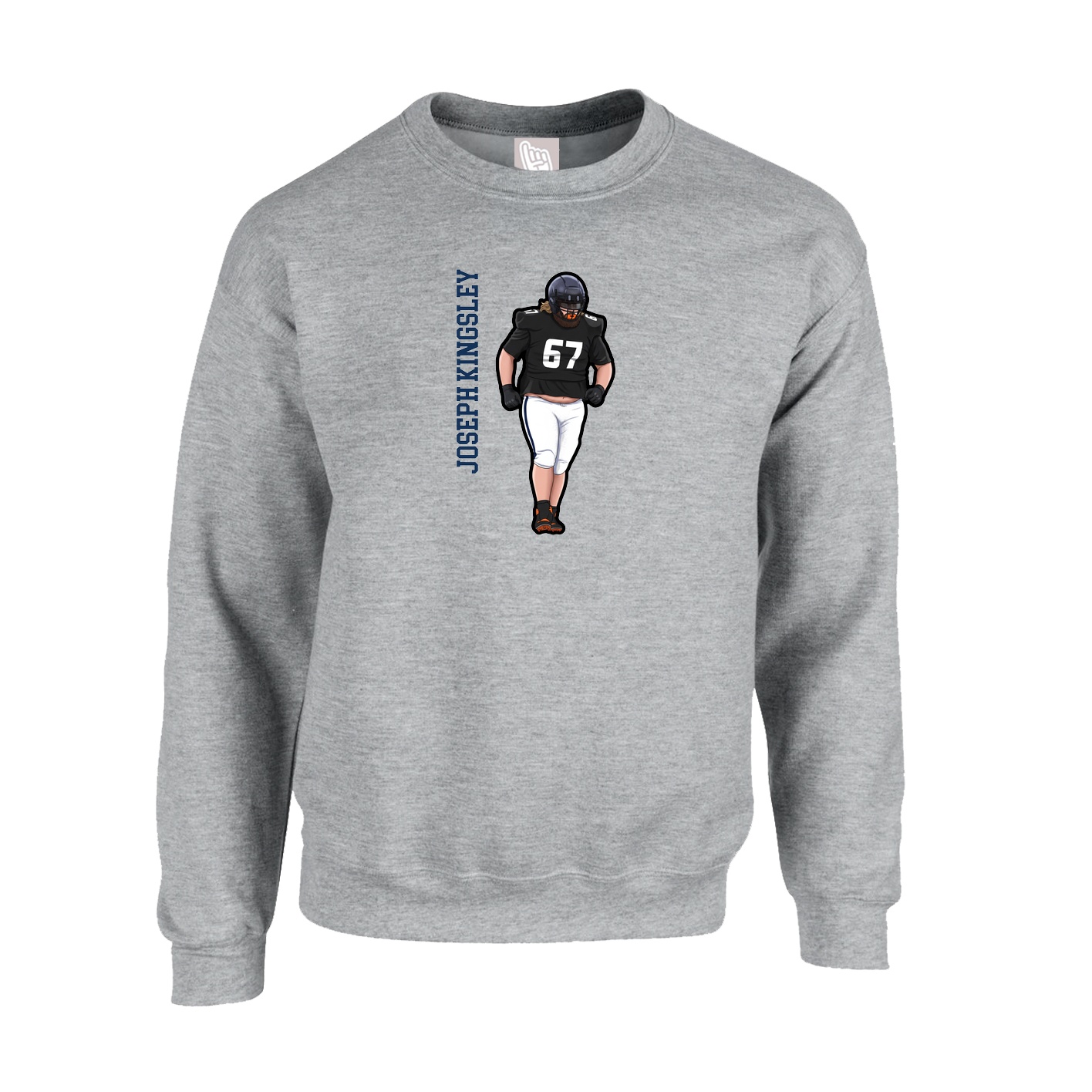 Fleece Crew — Name Vertical in Grey