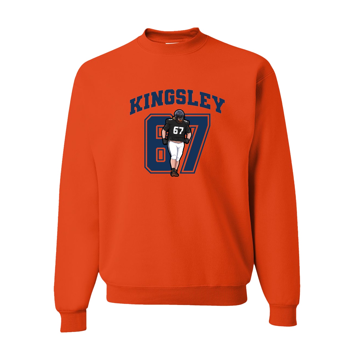Fleece Crew — Number in Orange