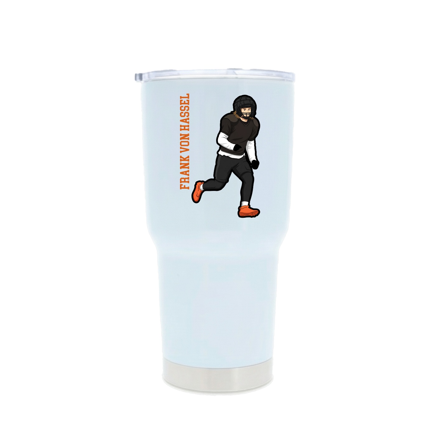30oz Stainless Steel Tumbler — Name Vertical in White